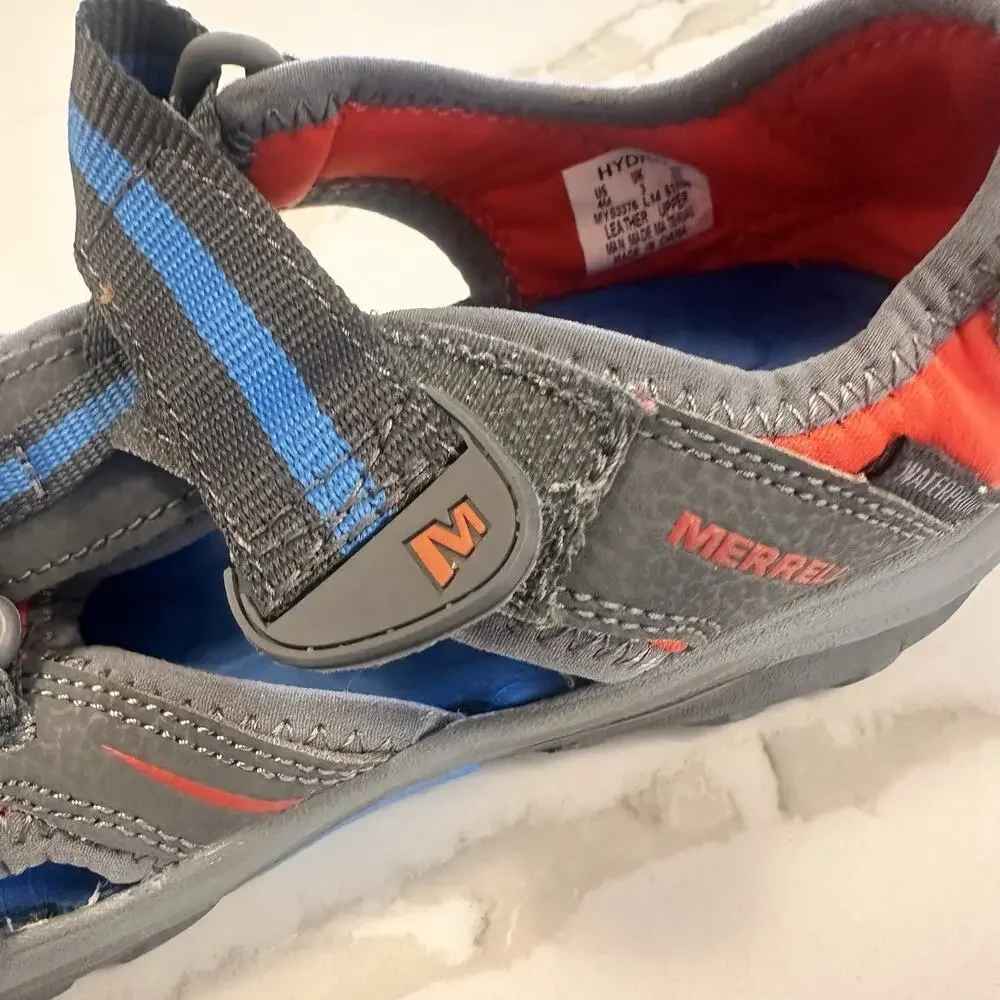 Merrell Kid's Hydro H2O Hiker Sandal Boys Size 4M Gray Gunsmoke water show